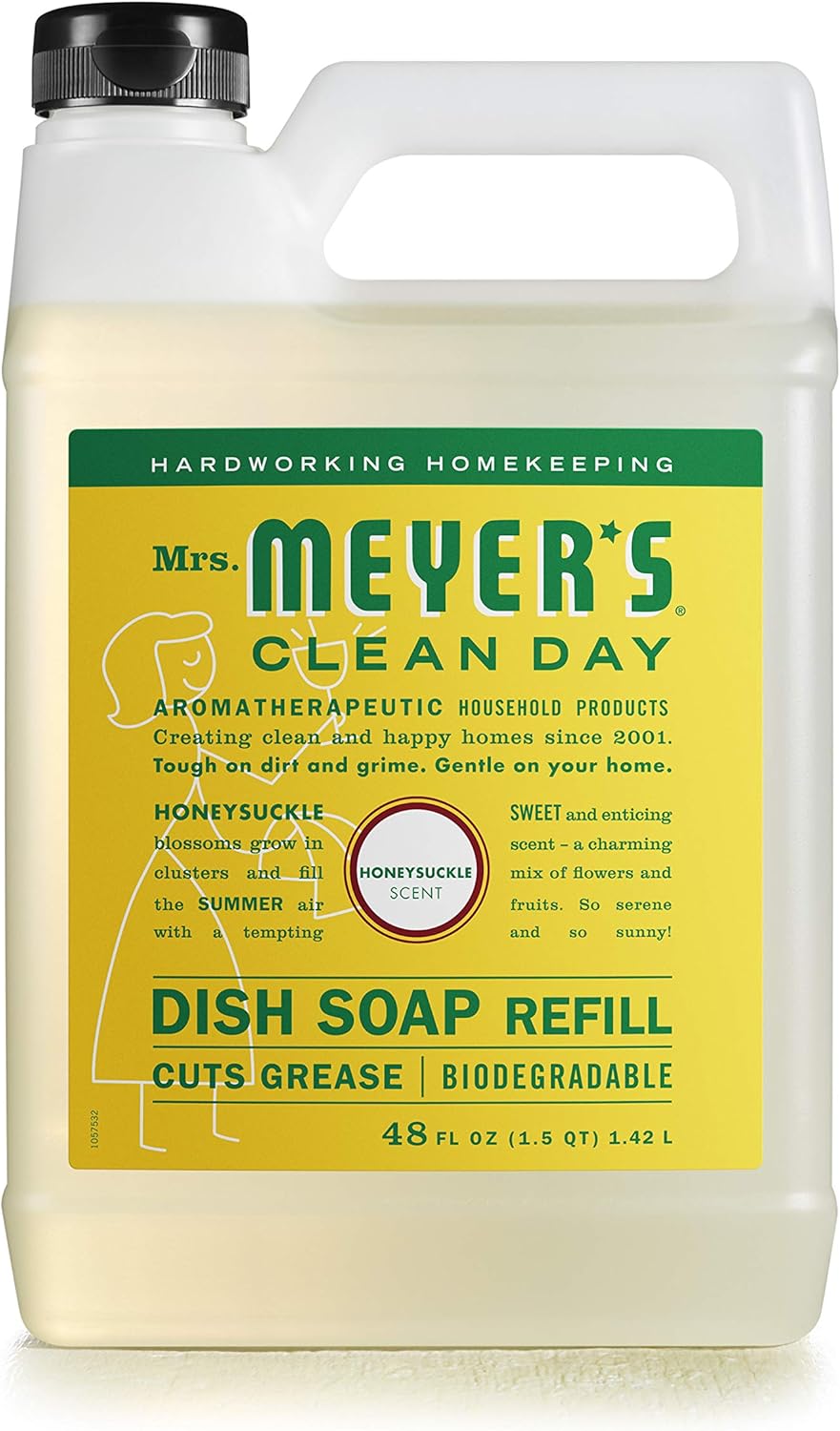 MRS. MEYER'S CLEAN DAY Liquid Dish Soap Refill, Biodegradable Formula, Basil, 48 fl. oz