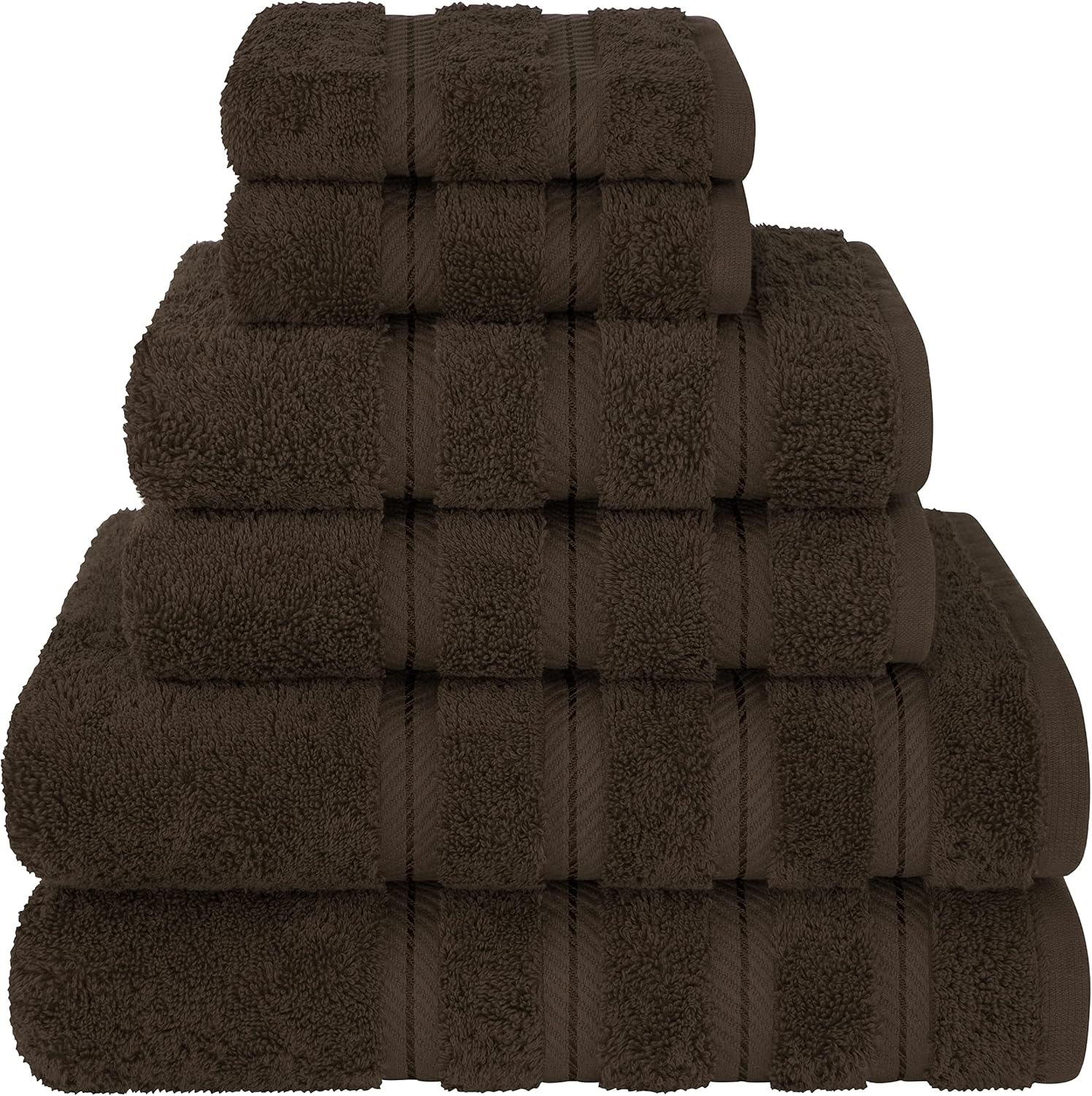 American Soft Linen Luxury 6 Piece Towel Set, 2 Bath Towels 2 Hand Towels 2 Washcloths, 100% Cotton Turkish Towels for Bathroom, Light Grey Towel Sets
