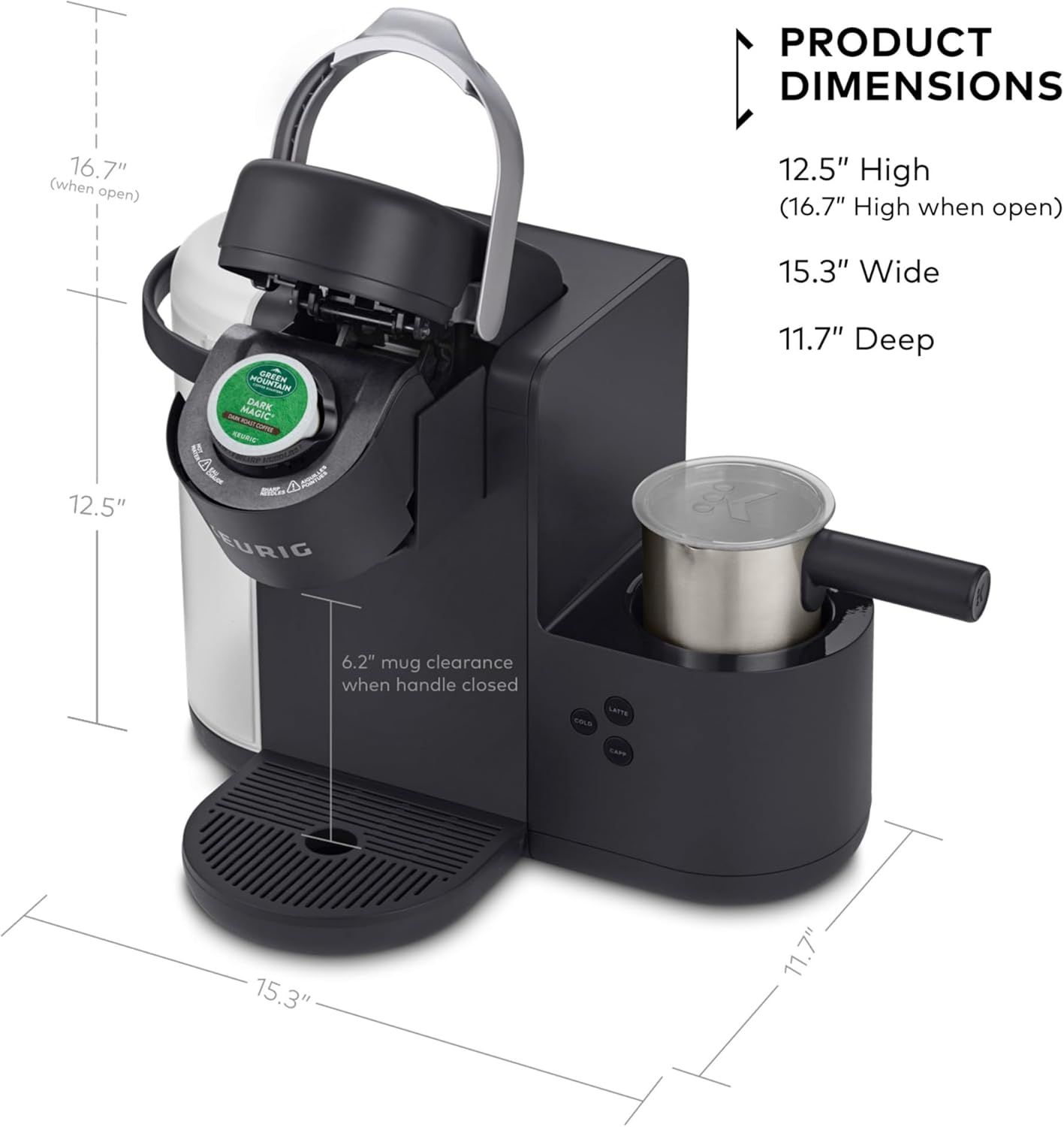 Keurig K-Cafe K-Duo Single Serve Coffee, Latte and Cappuccino Maker, 32 K-Cup Pods, Dark Charcoal