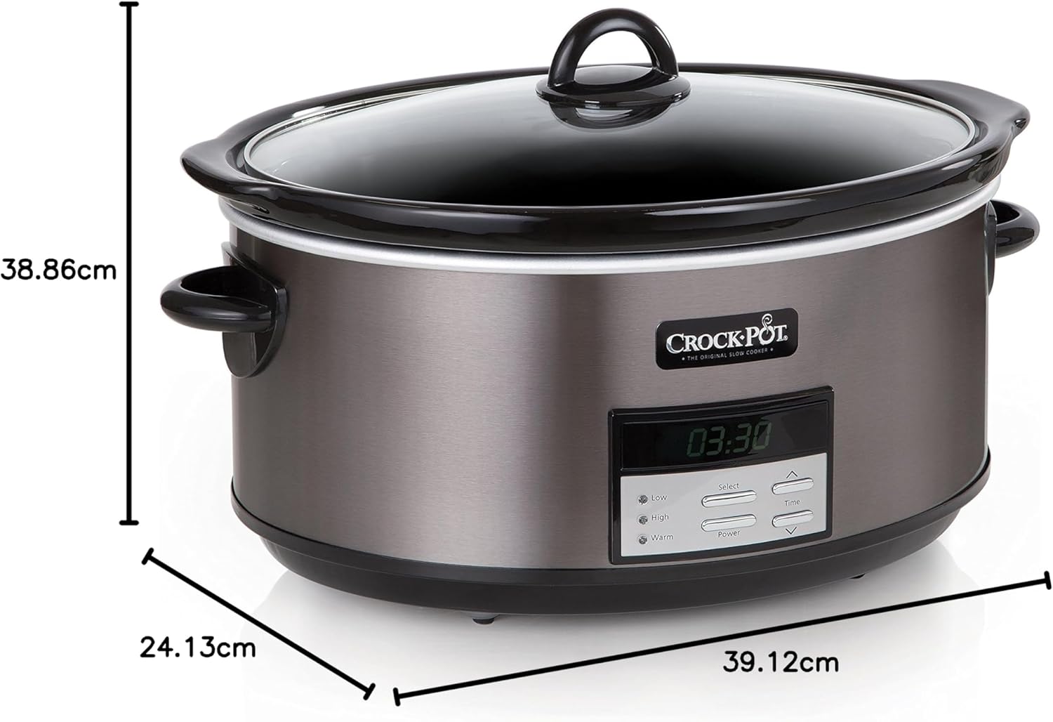 Crock-Pot Large 8-Quart Programmable Slow Cooker with Auto Warm Setting, Black Stainless Steel (Pack of 1)