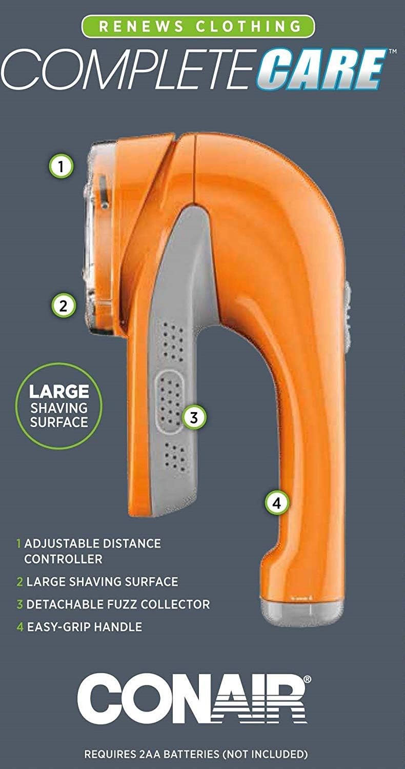 Conair Fabric Shaver and Lint Remover, Battery Operated Portable Fabric Shaver, White