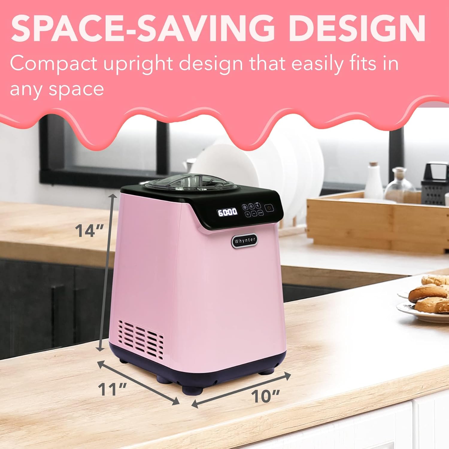 Whynter Ice Cream Maker Machine Automatic 2.1 Qt. upright with Built-in Compressor, LCD Digital Display & Timer, No Pre-Freezing, ICM-201SB, Stainless Steel