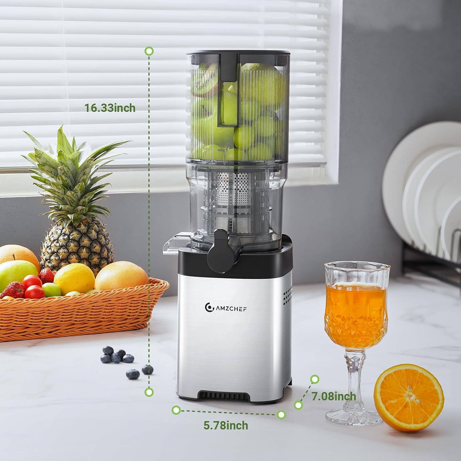 AMZCHEF Cold Press Juicer, Juicer Machines - 5.2