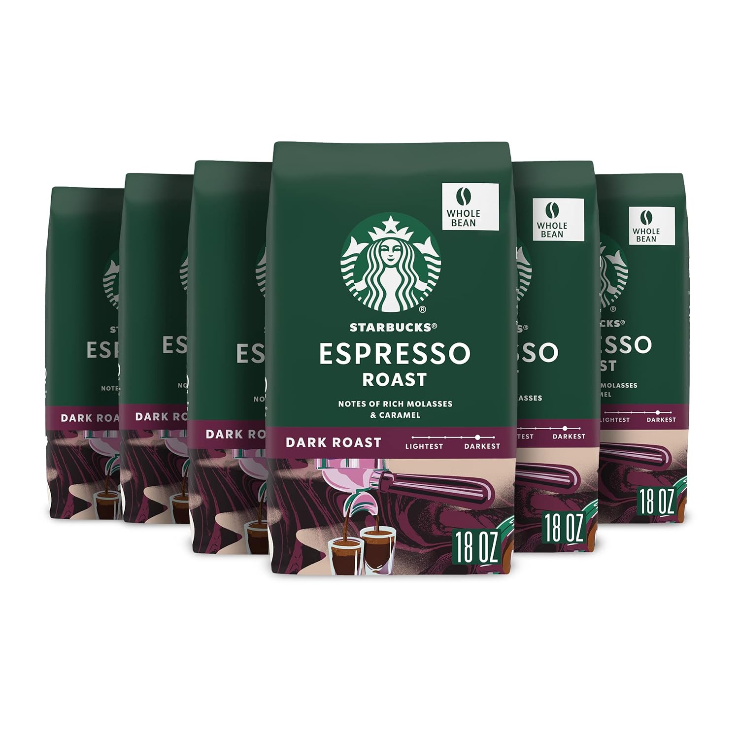 Starbucks Whole Bean Coffee, Dark Roast Coffee, Espresso Roast, 100% Arabica, 1 bag (40 oz)