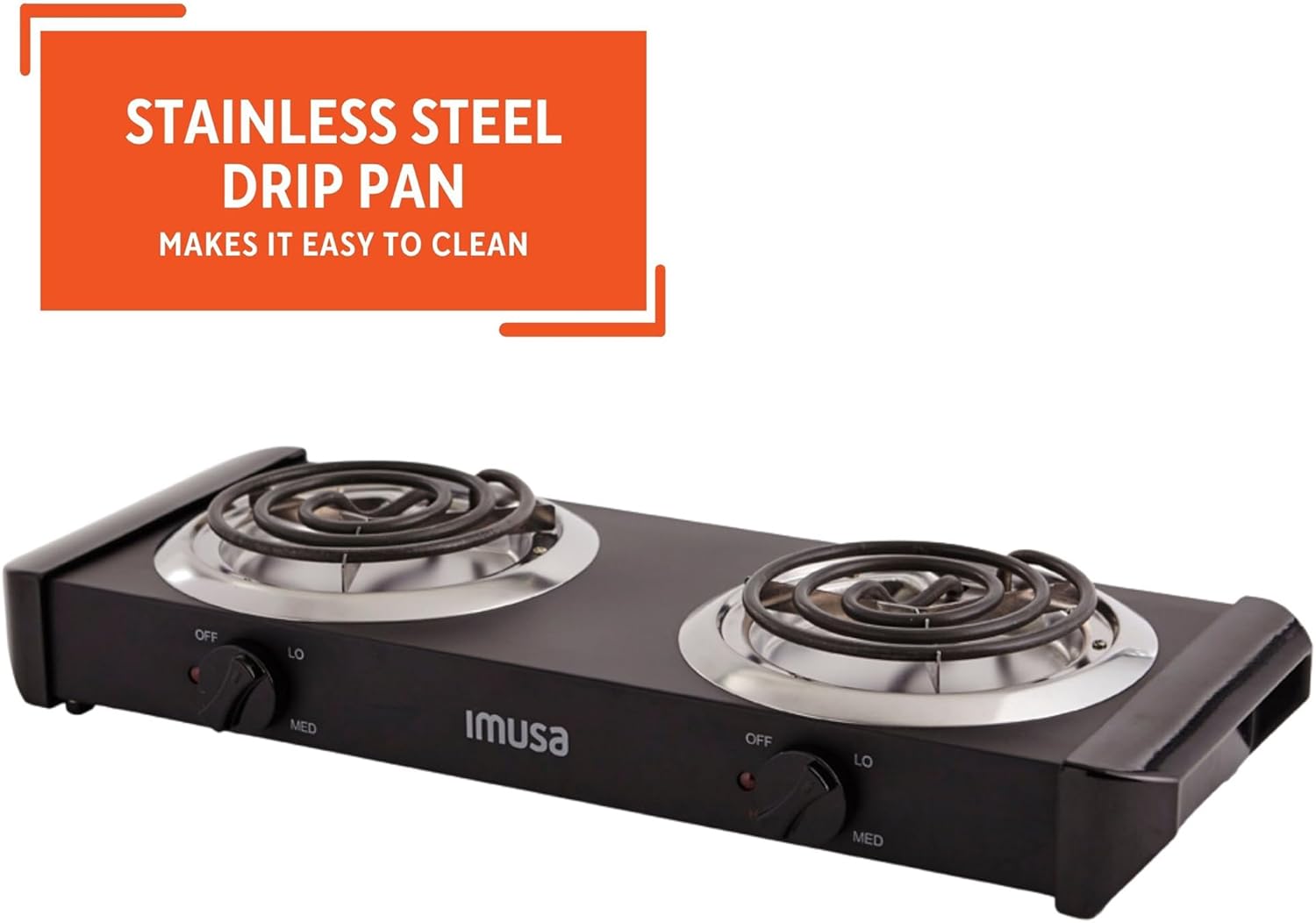 IMUSA USA GAU-80305 Electric Single Burner 1100-Watts, Black