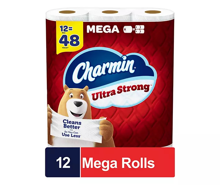 Ultra Strong Toilet Paper 12 Mega Rolls, 242 Sheets Per Roll