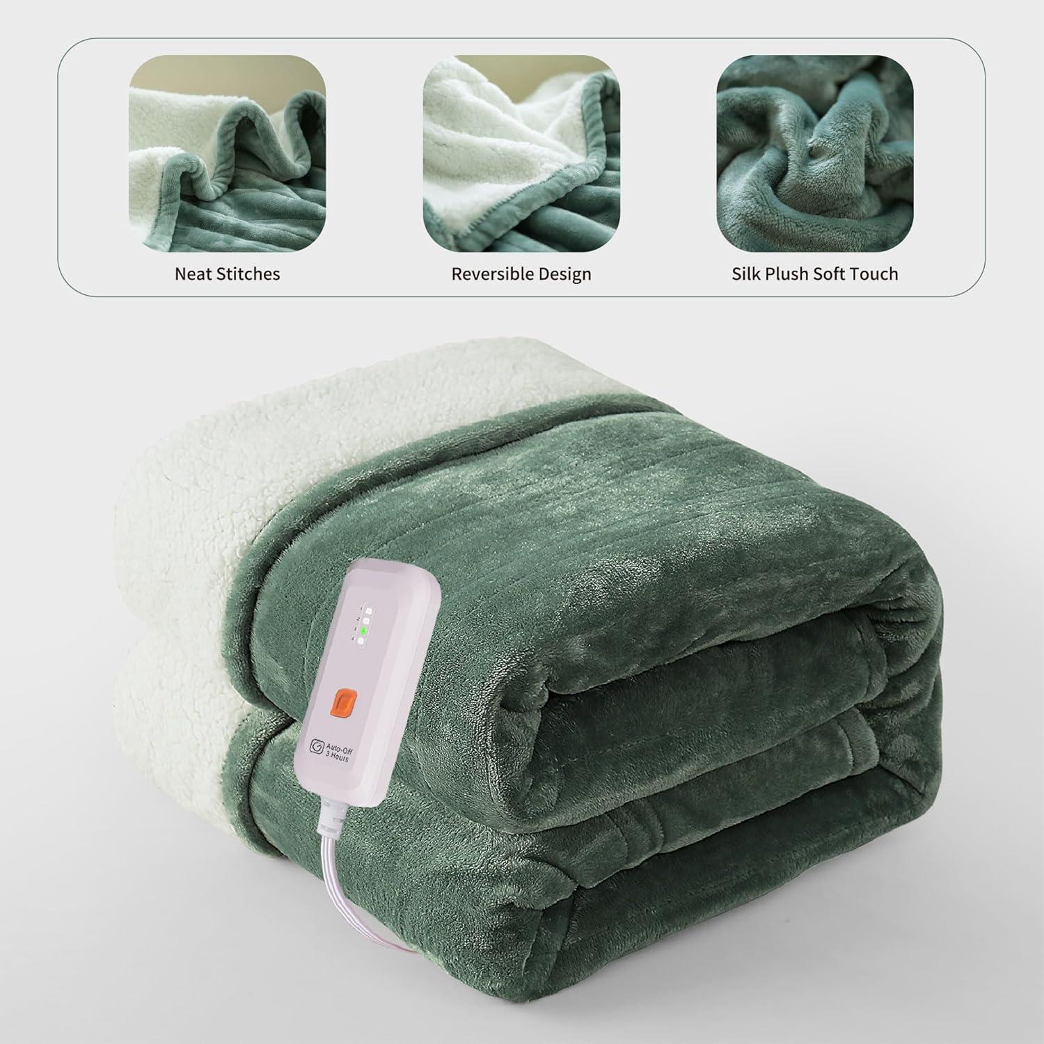 GOTCOZY Heated Blanket Electric Throw 50''X60''- Soft Silky Plush Electric Blanket with 4 Heating Level & 3 Hour Auto Off Heating Blanket, ETL Certified Machine Washable (Rose Dust)
