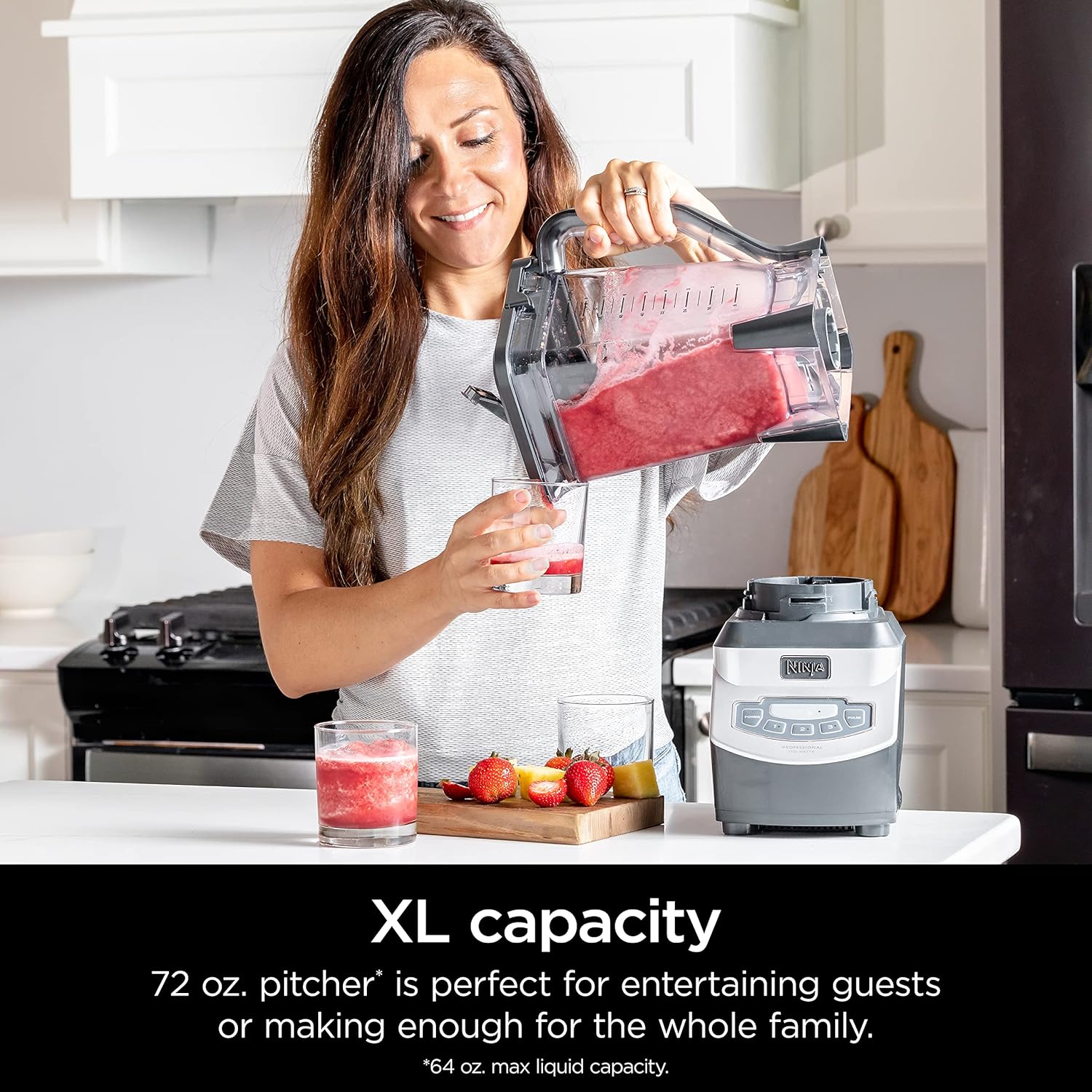 Ninja Blender, For-Smoothies, Salsa, Shakes, Slush, and-Frozen Drinks, Blender, Pitcher, and-Lid, Blender for-Kitchen, Crushes Ice, Fruit, and-Veggies, 1000-Watt, Dishwasher Safe, Black, NJ601AMZ​