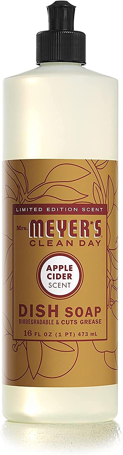 MRS. MEYER'S CLEAN DAY Liquid Dish Soap, Biodegradable Formula, Basil, 16 fl. oz - Pack of 3