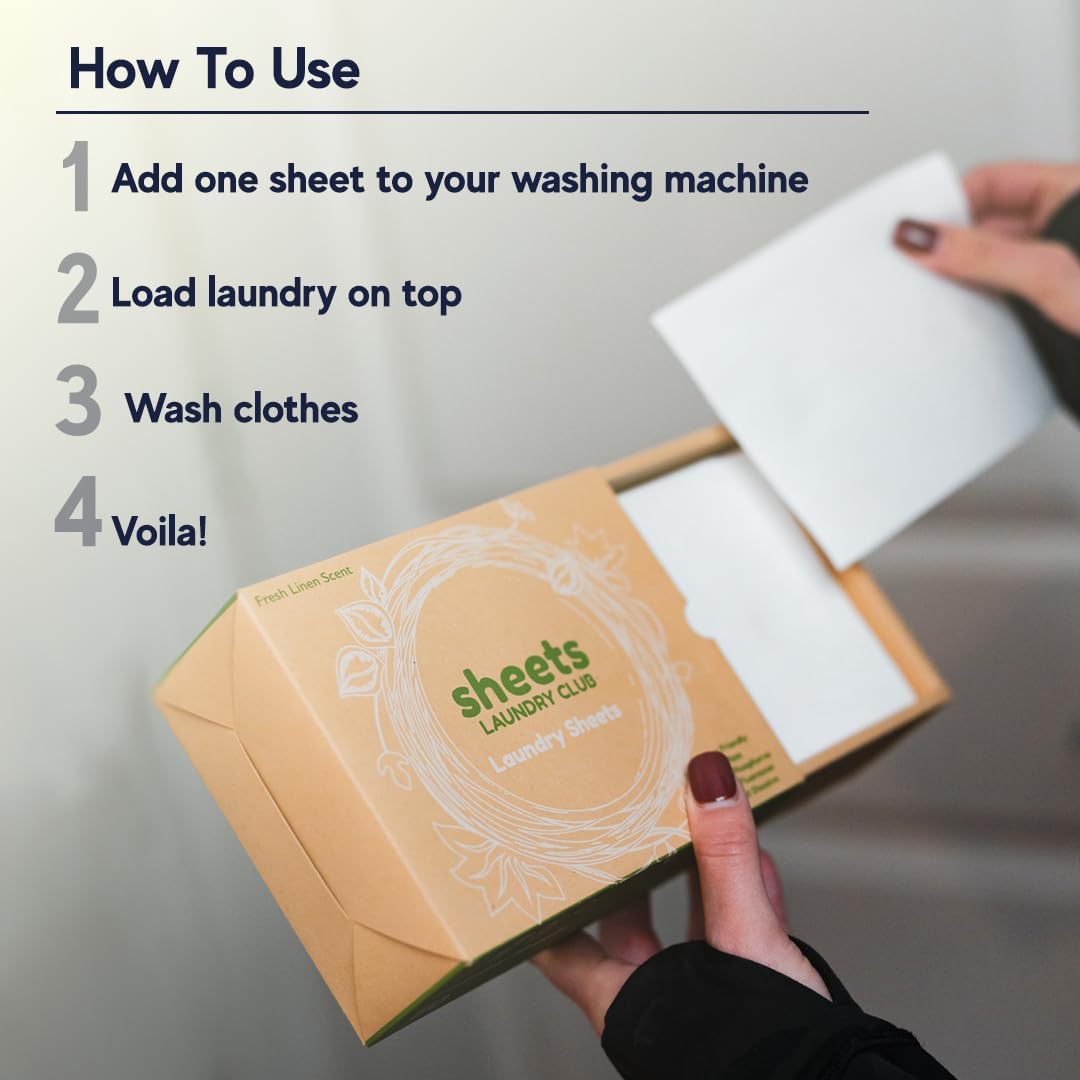 Sheets Laundry Club - 50 Fresh Linen(up to 100 loads) Laundry Detergent Sheets - 40 Lavender Dryer Sheets, 8oz Lavender Scent Booster Tube. Good for the earth and a breeze to use. Hypoallergenic