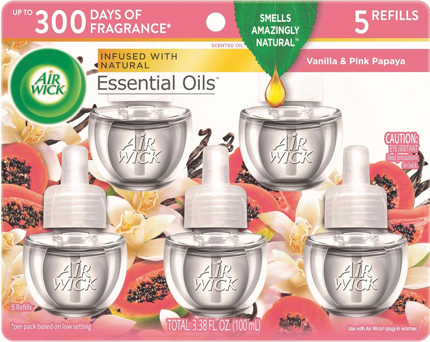 Air Wick Plug in Scented Oil Refill, 5ct, Fresh Linen, Essential Oils, Air Freshener