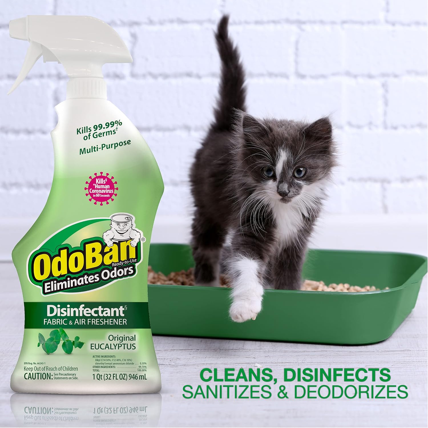 OdoBan Disinfectant Concentrate and Odor Eliminator, 2 Gallons, Cotton Breeze Scent