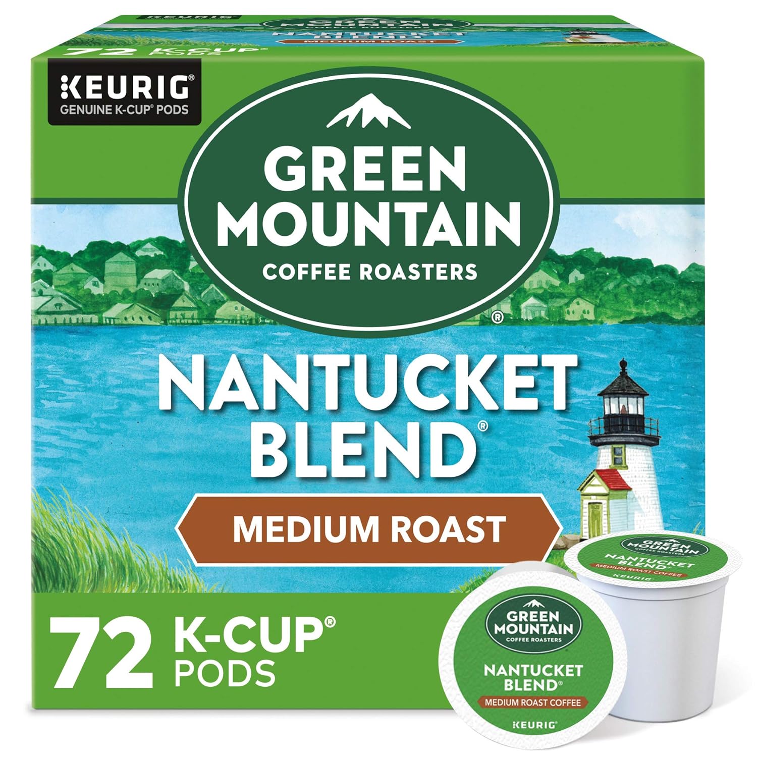 Green Mountain Coffee Roasters Half Caff Keurig Single-Serve K-Cup pods, Medium Roast Coffee, 72 Count (6 Packs of 12)