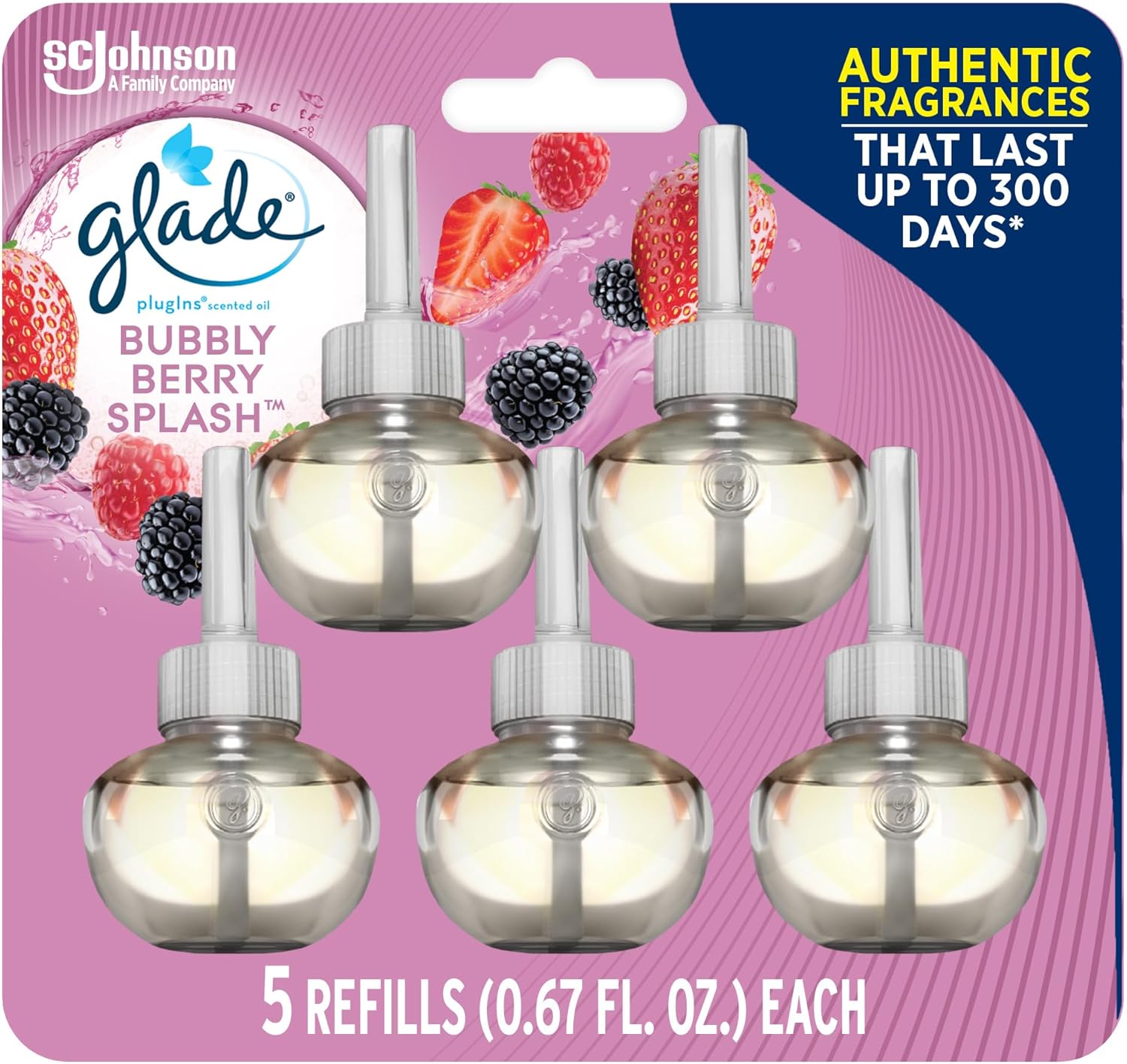 Glade PlugIns Refills Air Freshener, Scented and Essential Oils for Home and Bathroom, Apple Cinnamon, 3.35 Fl Oz, 5 Count
