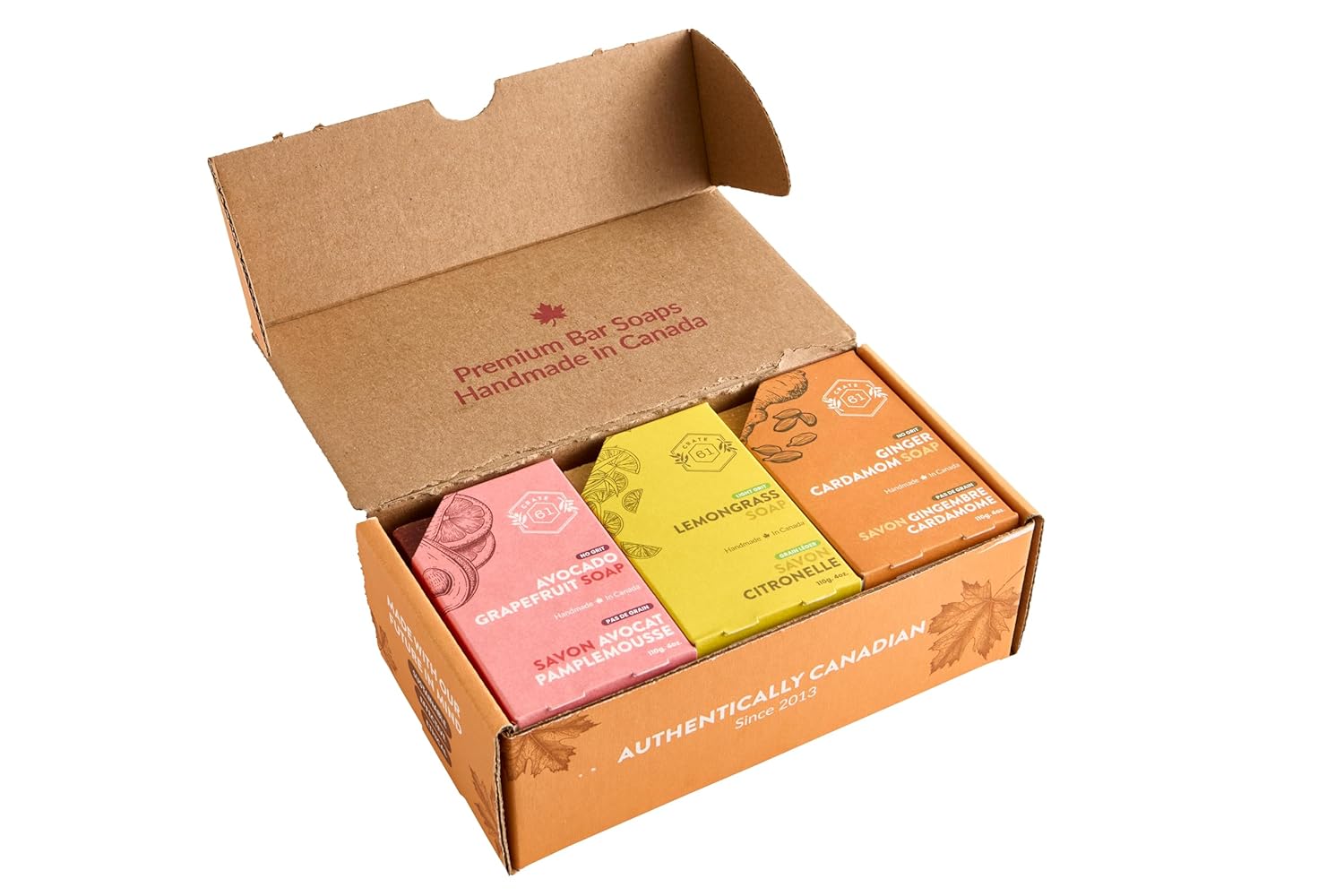 Handmade in Canada, Plant Based Cold Process Natural Bar Soap, With Premium Essential Oils, Dry Skin, Pack of 6 (Most Popular)