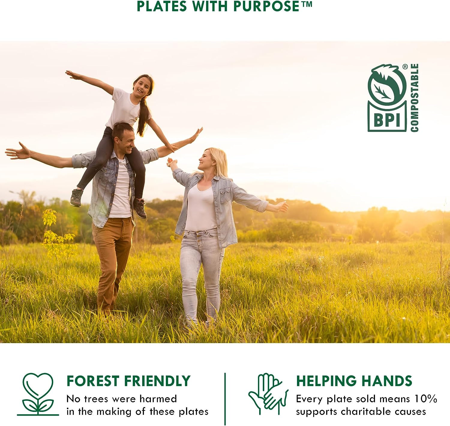 Paper Plates, 100% Compostable Heavy Duty Disposable Plate - [125-Pack] - {PFAS-Free} - {BPI Certified} - [9 Inch] Eco-Friendly, Biodegradable Bagasse Natural Brown 9