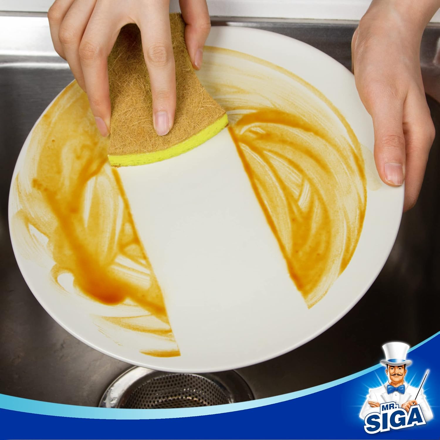 MR.SIGA Non-Scratch Cellulose Scrub Sponge, Dual-Sided Dishwashing Sponge for Kitchen, 12 Pack
