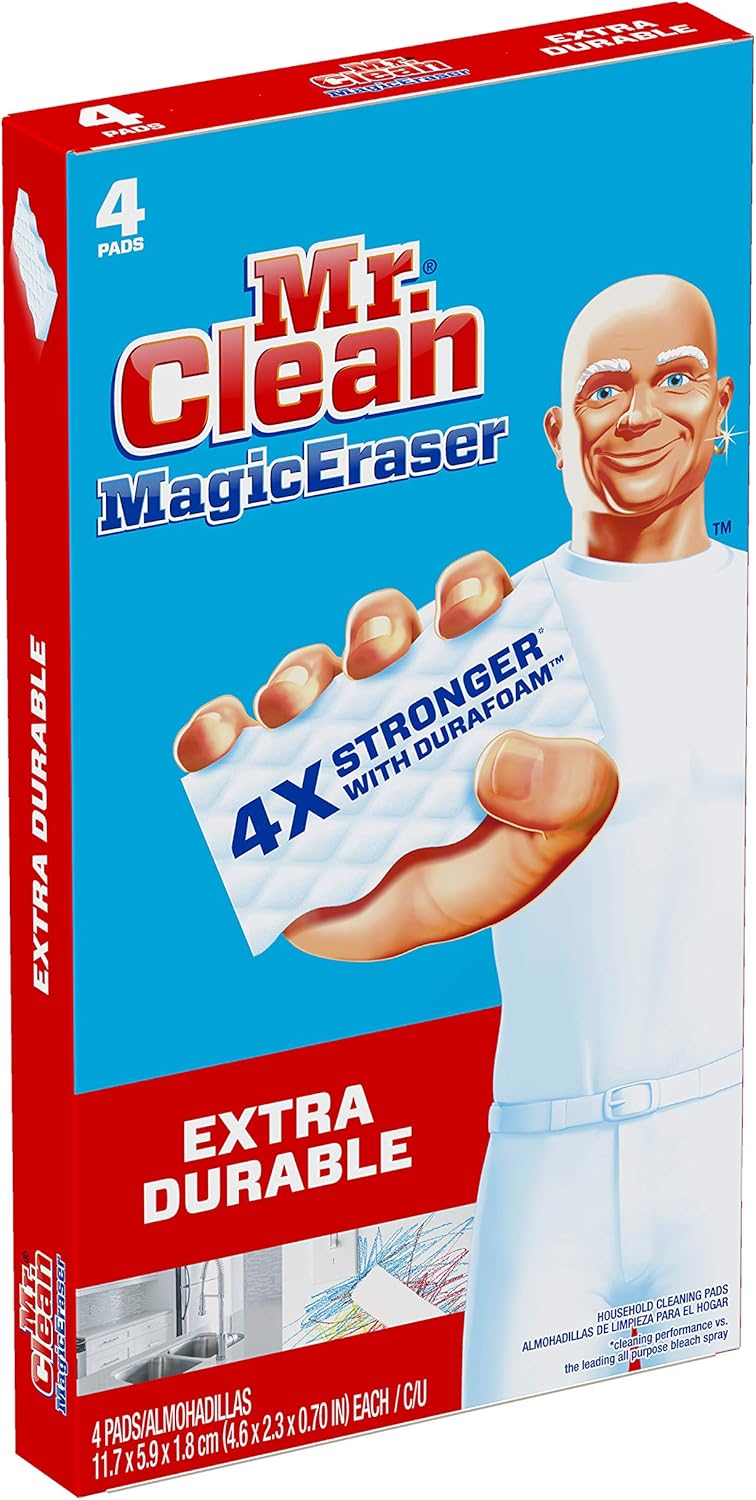 Mr. Clean Magic Eraser Extra Durable, Cleaning Pads with Durafoam, 4 count