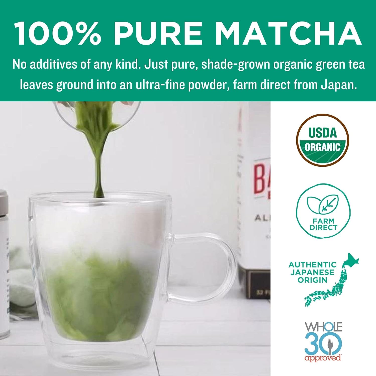 Jade Leaf Matcha Organic Green Tea Powder - Culinary Grade Premium Second Harvest - Authentic Japanese Origin (1.06 Ounce Pouch)