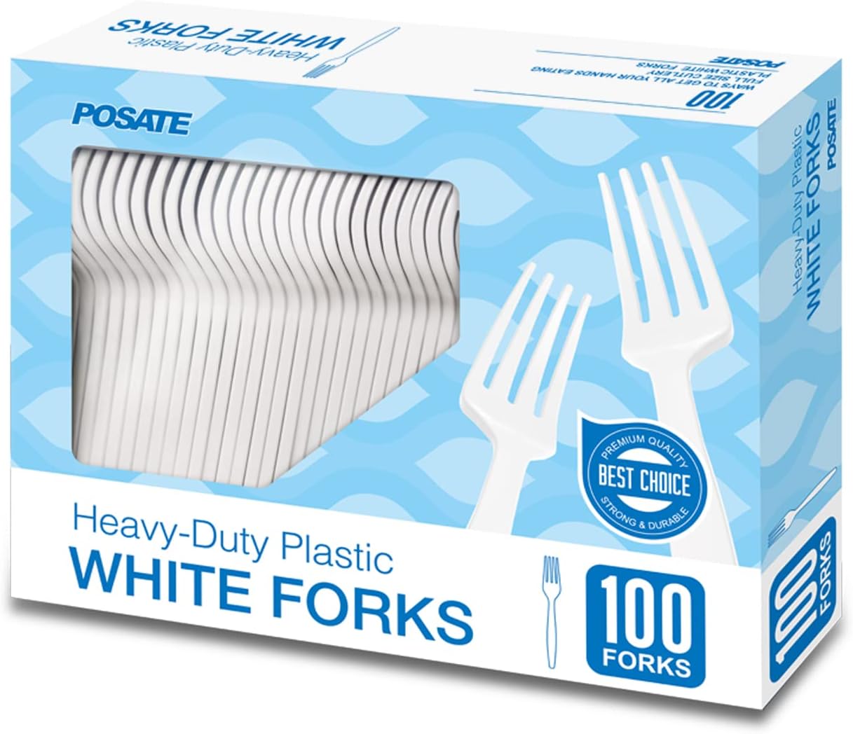 POSATE Heavy Weight Plastic Forks, Clear Disposable, 100 Count