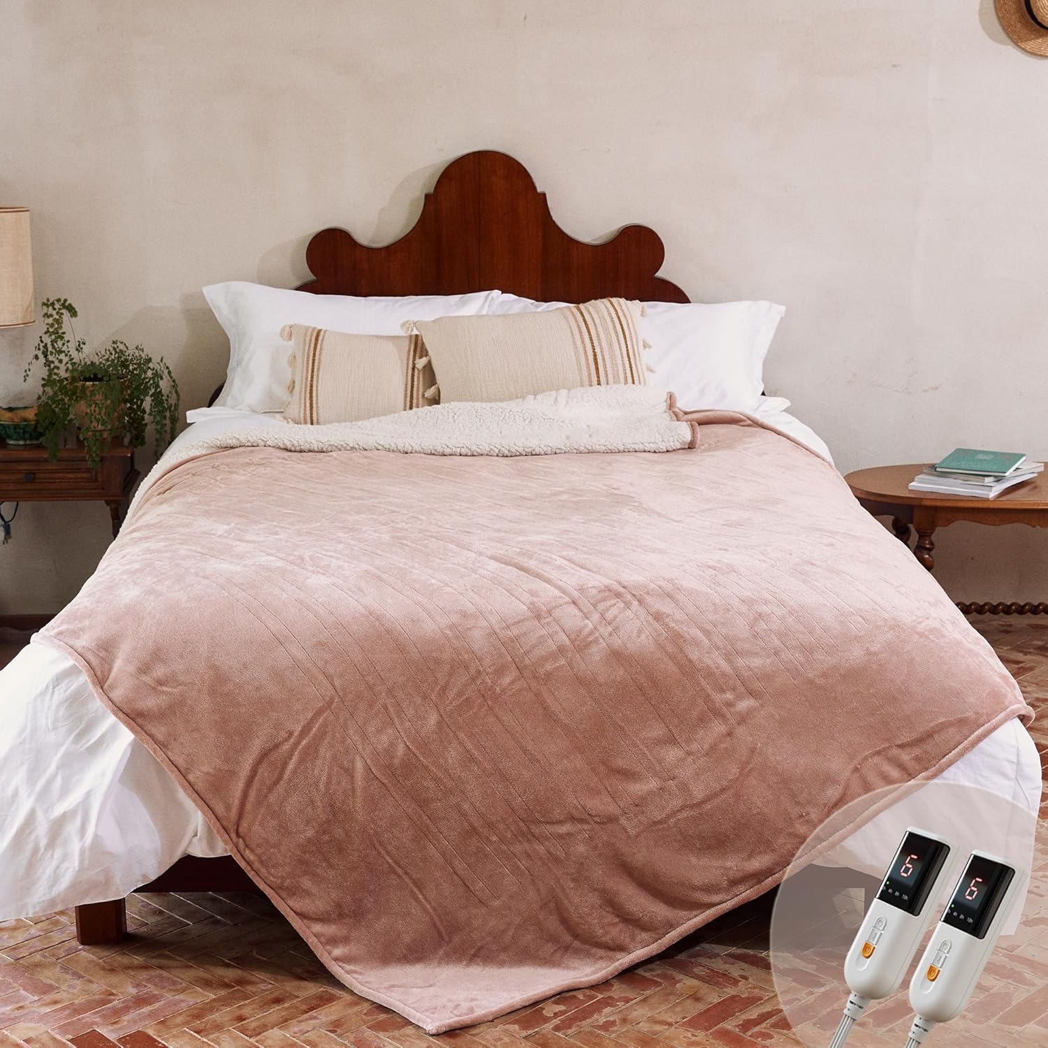GOTCOZY Heated Blanket Electric Throw 50''X60''- Soft Silky Plush Electric Blanket with 4 Heating Level & 3 Hour Auto Off Heating Blanket, ETL Certified Machine Washable (Rose Dust)