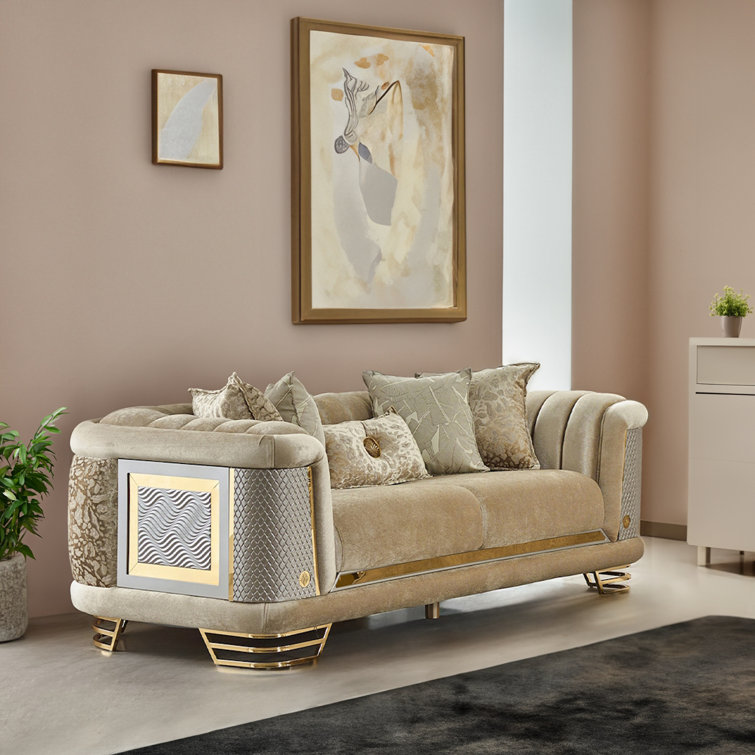 Ratni 4 - Piece Velvet Living Room Set