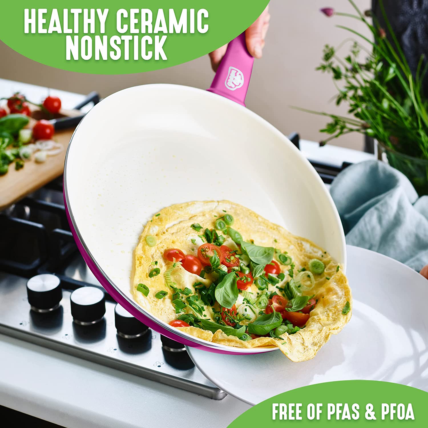 Ceramic non-stick 12-piece pan set