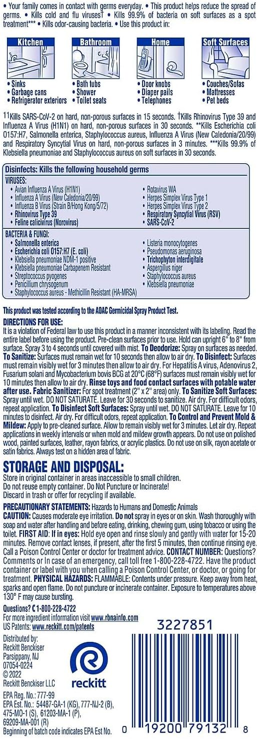 Lysol Disinfectant Spray, Sanitizing and Antibacterial Spray, For Disinfecting and Deodorizing, Lemon Breeze, 19 Fl Oz (Pack of 2), Packaging May Vary