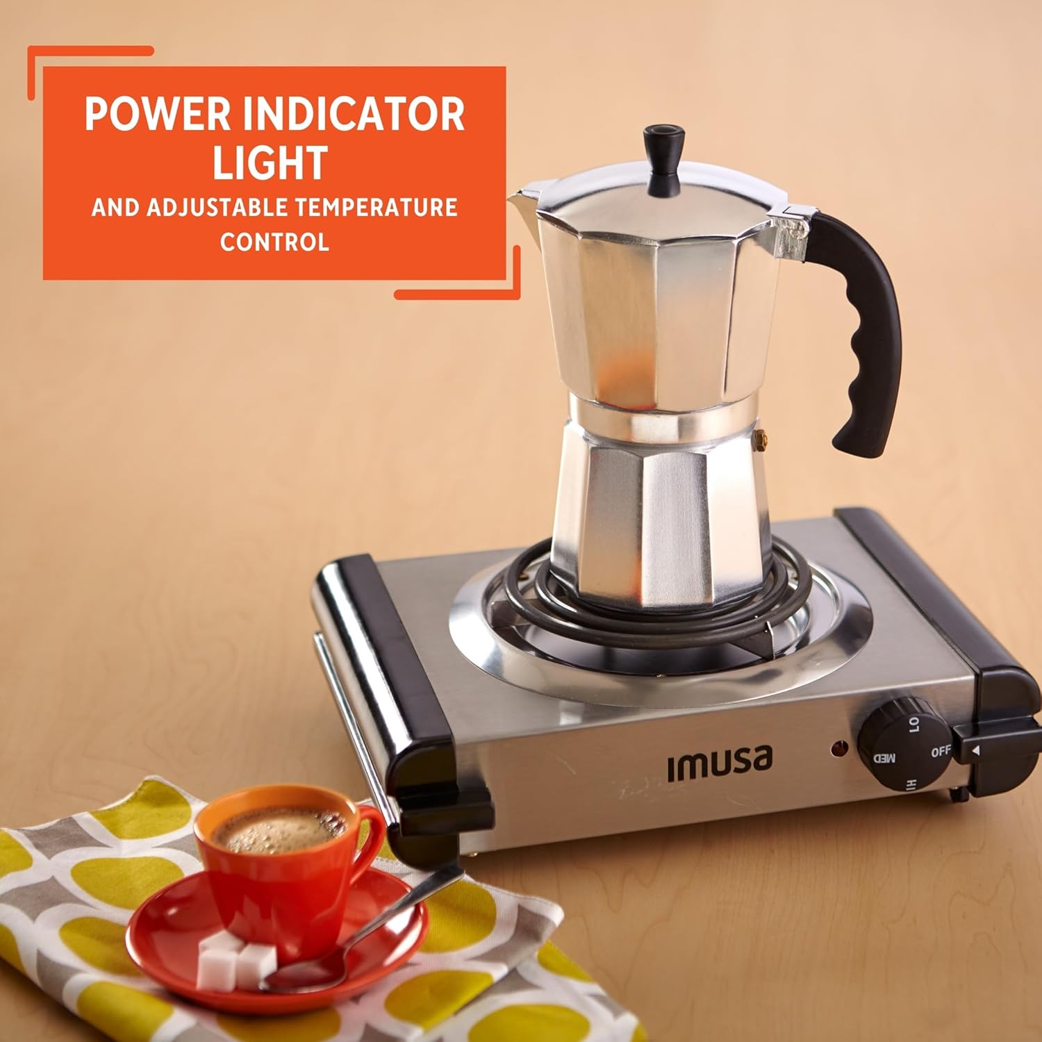 IMUSA USA GAU-80305 Electric Single Burner 1100-Watts, Black