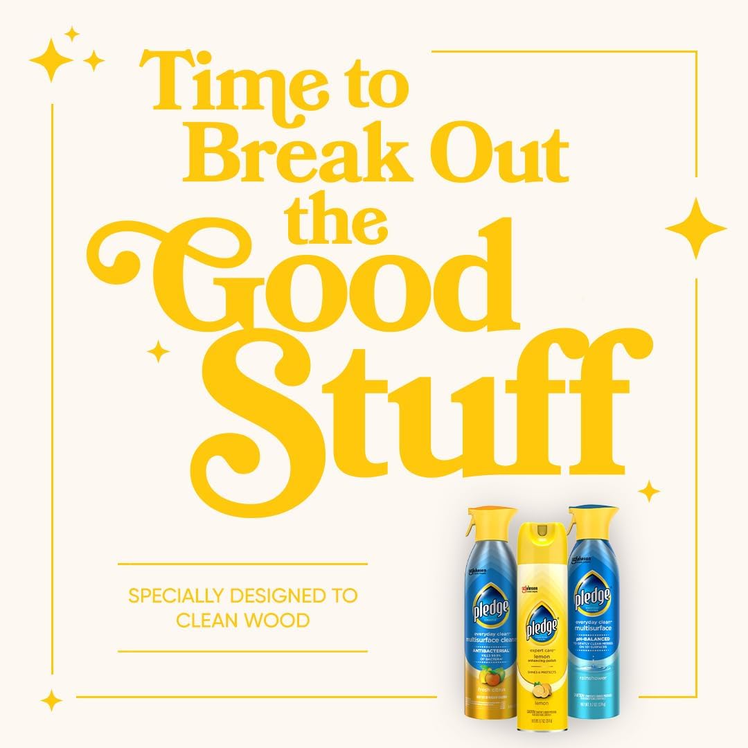 Pledge Expert Care Wood Polish Spray, Shines and Protects, Removes Fingerprints, Lemon, 9.7 oz (Pack of 1)