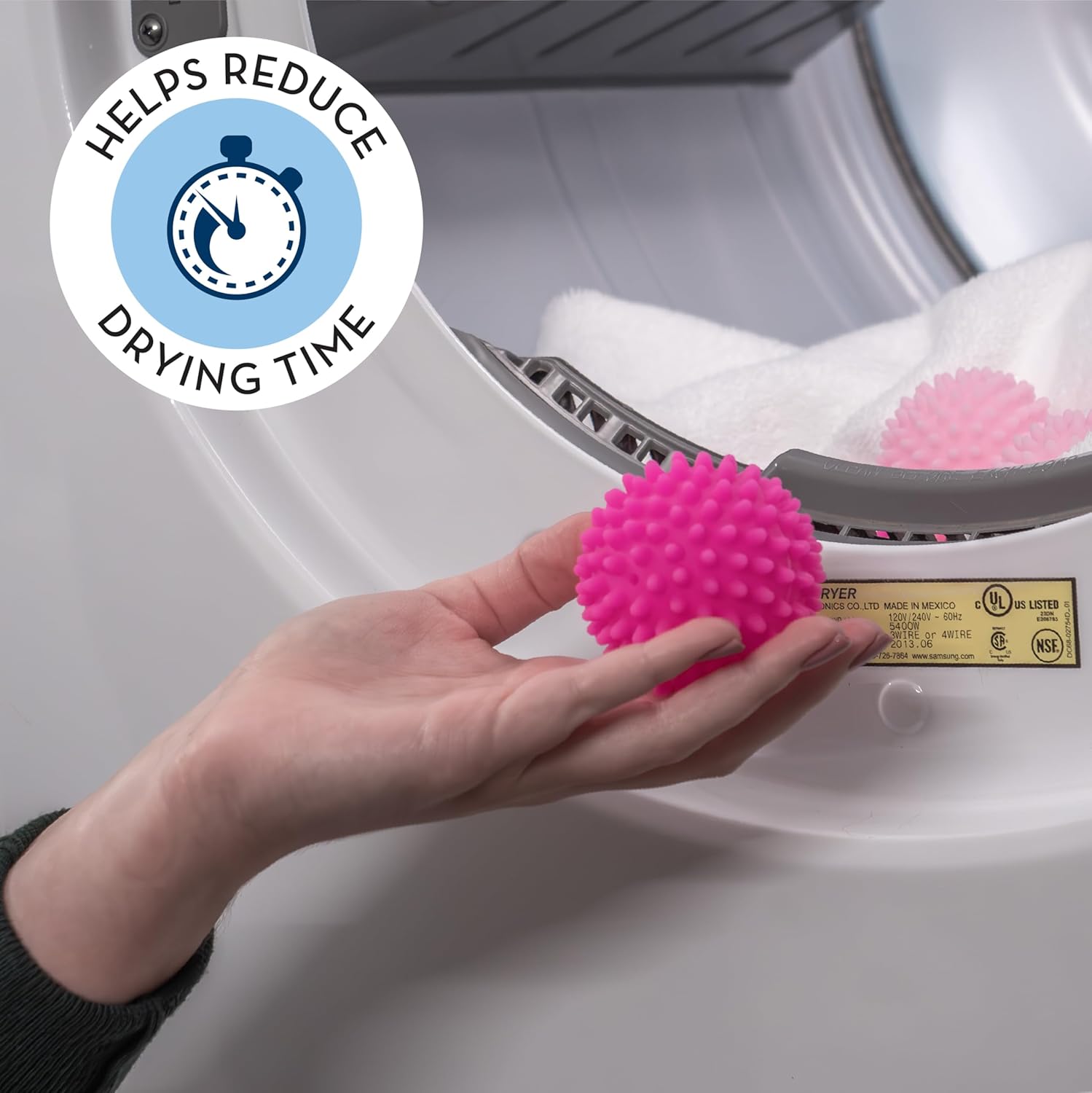 S&T INC. Reusable Dryer Balls, Fabric Softener for Laundry, Blue, 2.5 in, 6 Pack