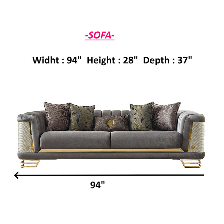 Ratni 4 - Piece Velvet Living Room Set