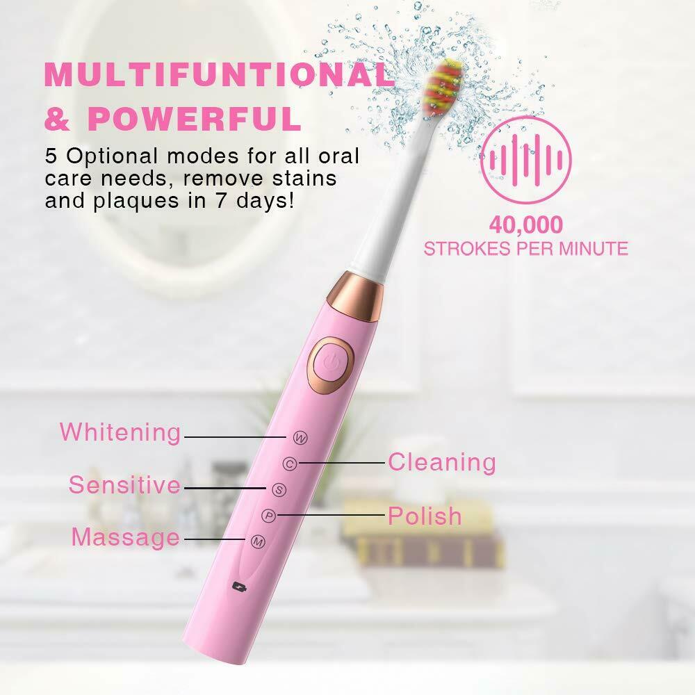 5 Mode Electric Toothbrush Sonic Rechargeable Smart Toothbrush