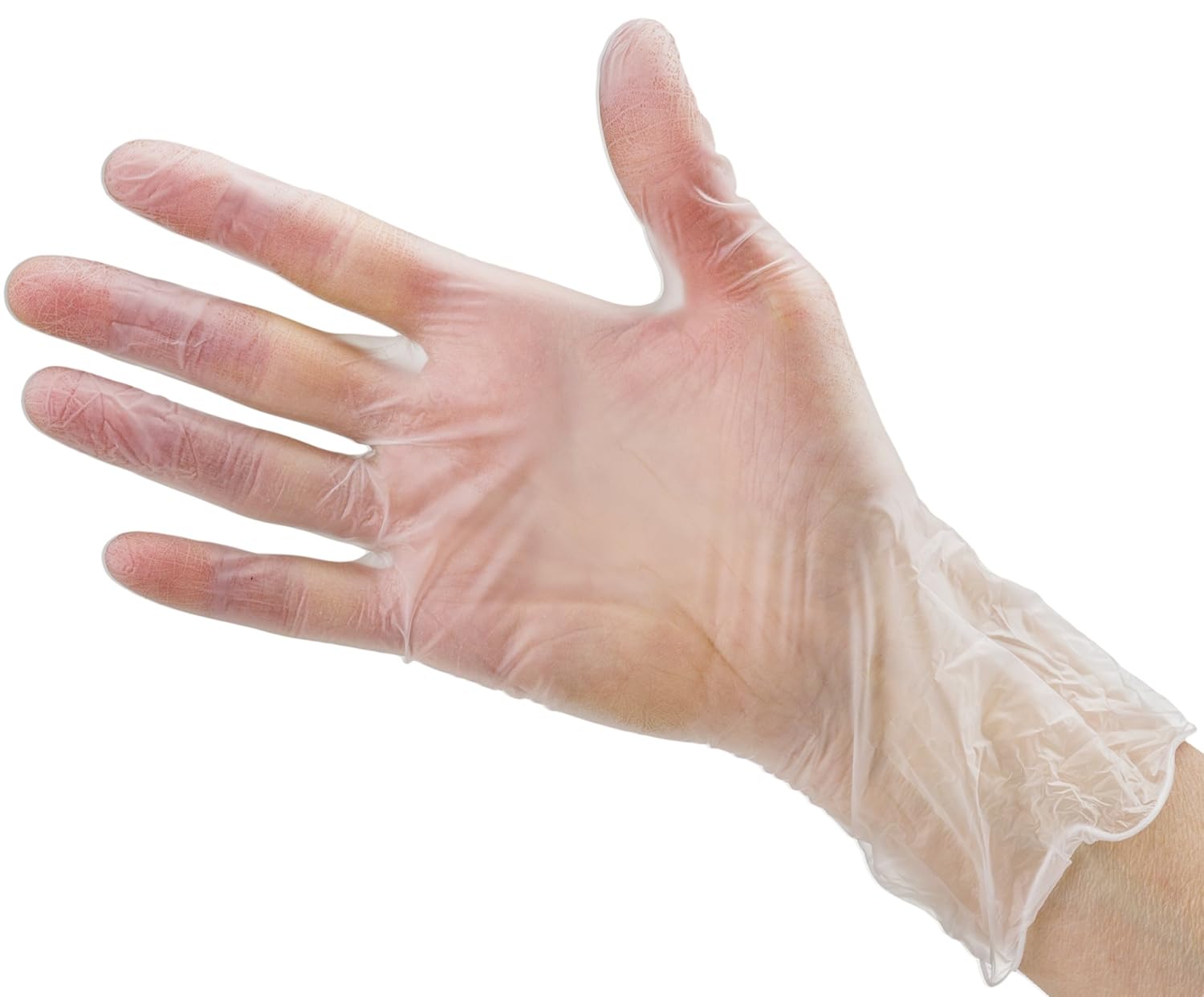 Care Plus Medium Size Disposable Vinyl Gloves Heavy Duty Non Sterile Powder Free Latex Free Rubber 100 Count Box food Safe