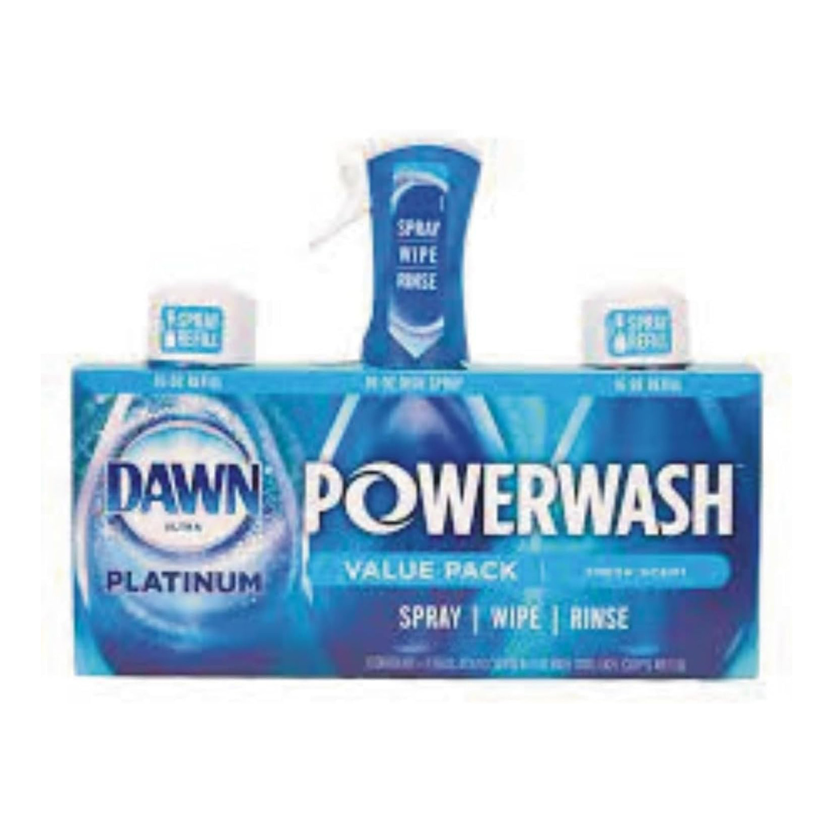 Dawn Platinum Powerwash Dish Spray, Dish Soap, Fresh Scent Bundle, 1 Spray (16oz) + 3 Refills (16oz each)