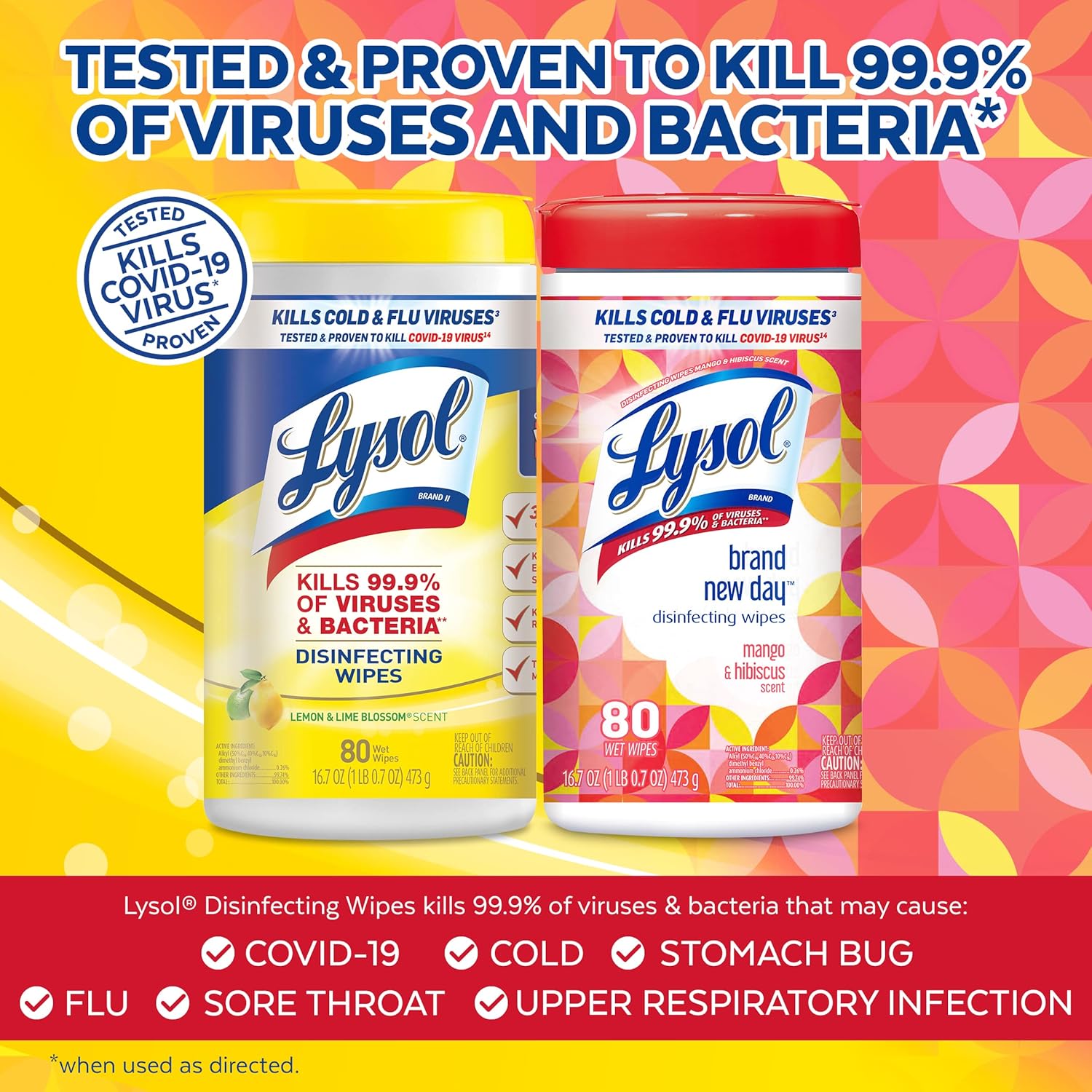 Lysol Disinfectant Wipes, Multi-Surface Antibacterial Cleaning Wipes, For Disinfecting and Cleaning, Lemon and Lime Blossom, 80 Count (Pack of 3)