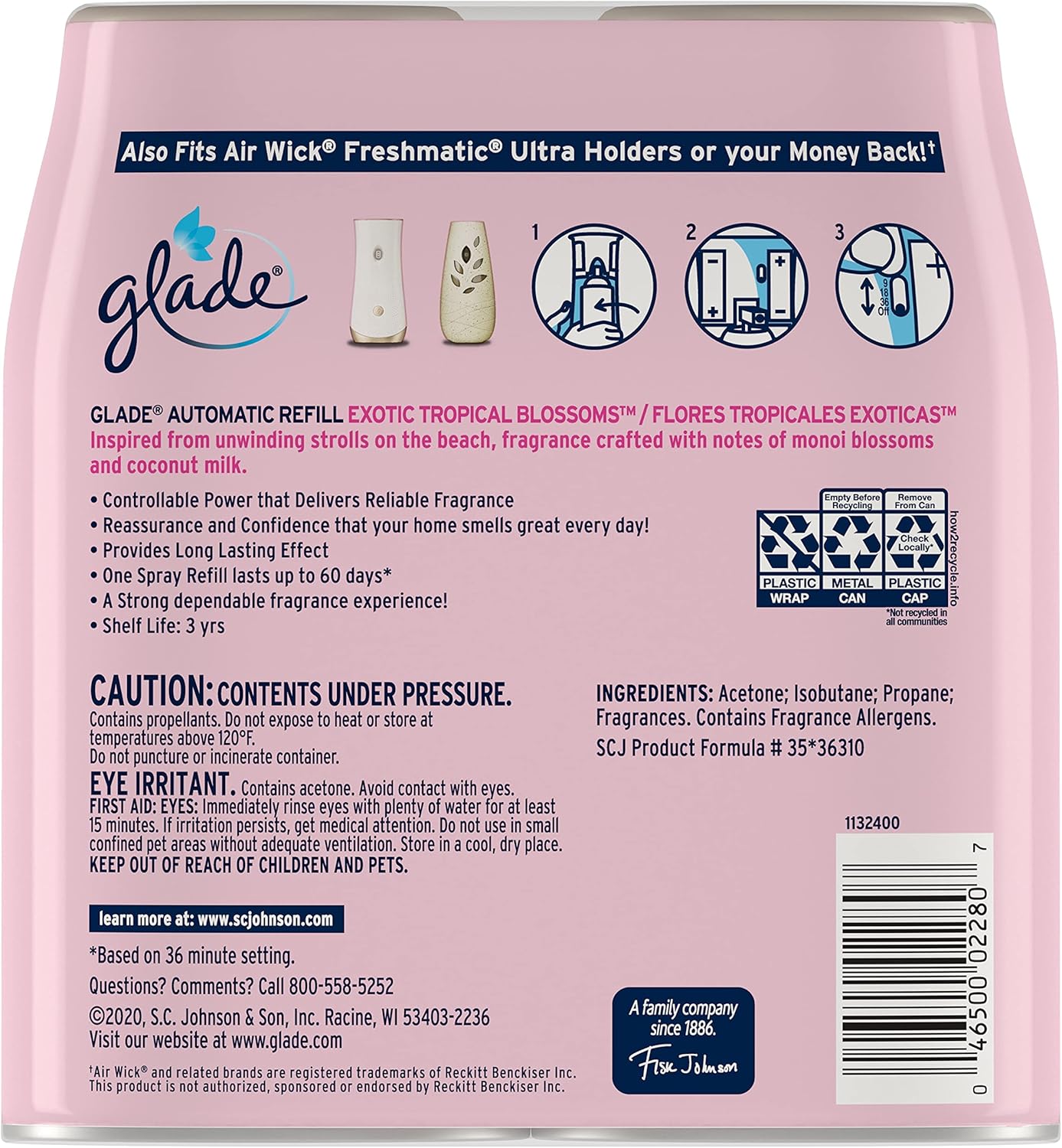 Glade Automatic Spray Air Freshener Refill, Scented Air Freshener for Home and Bathroom, Clean Linen, 6.2 Oz, 2 Count
