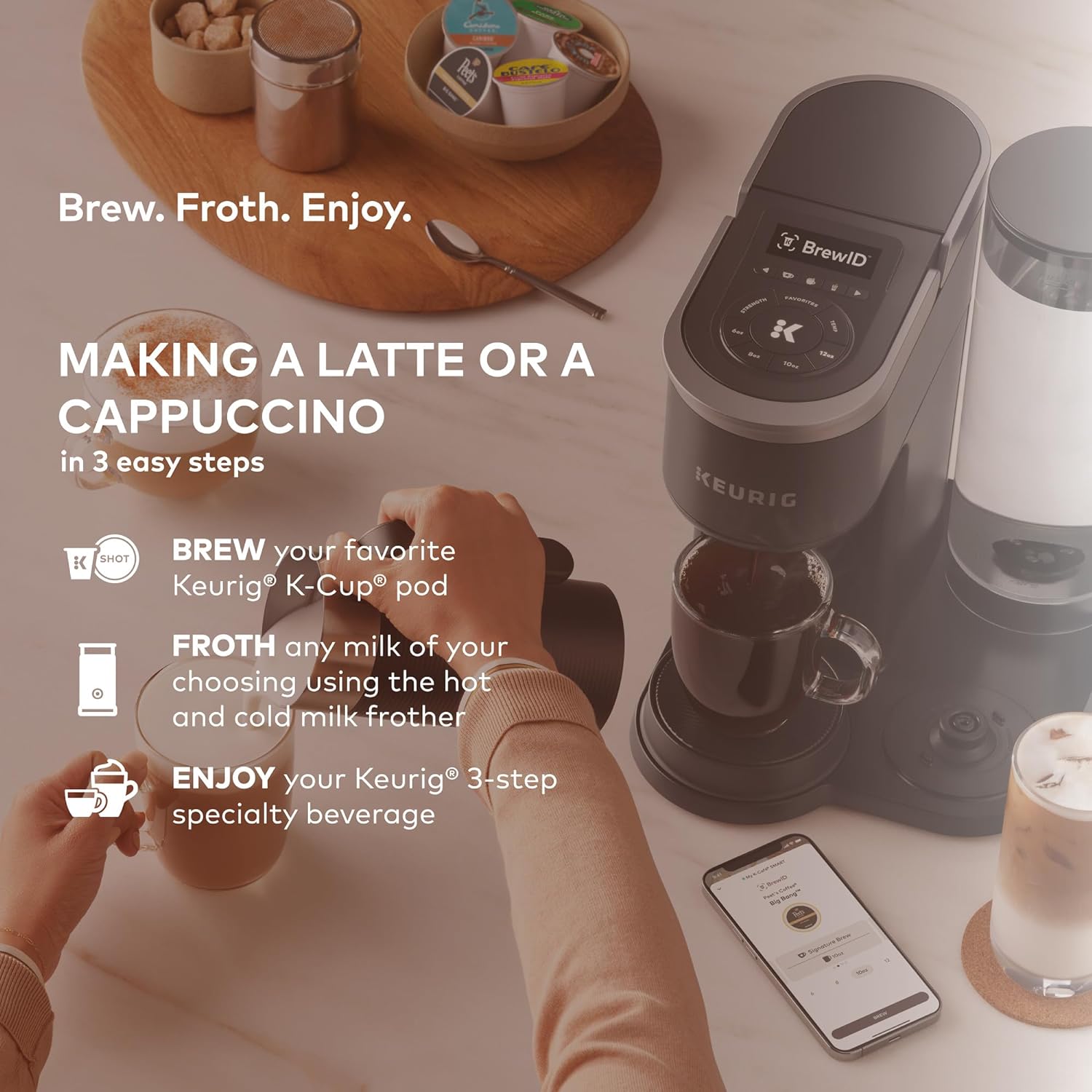 Keurig K-Cafe K-Duo Single Serve Coffee, Latte and Cappuccino Maker, 32 K-Cup Pods, Dark Charcoal