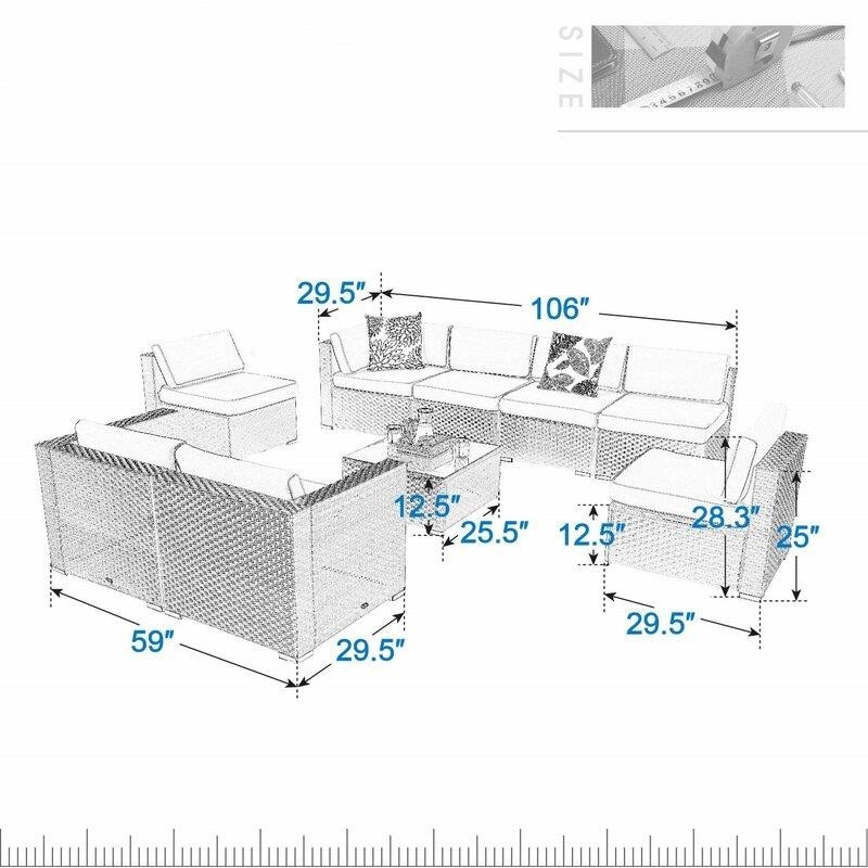 Marcellus Wicker/Rattan 8 - Person Seating Group with Cushions