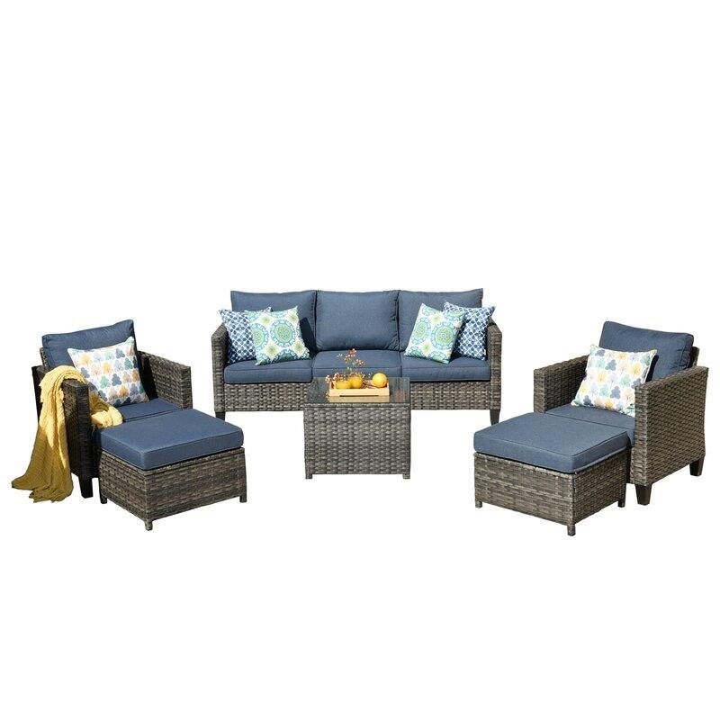 Harshil 6 Piece Rattan Sofa Seating Group with Cushions