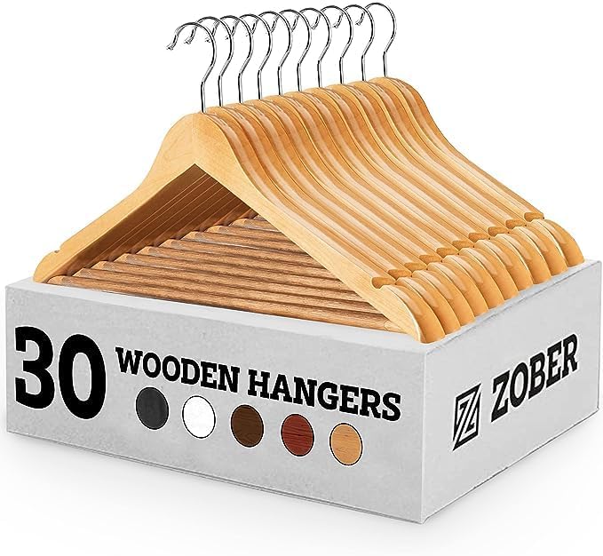 Zober Velvet Hangers 50 Pack - Heavy Duty Black Hangers for Coats, Pants & Dress Clothes - Non Slip Clothes Hanger Set - Space Saving Felt Hangers for Clothing