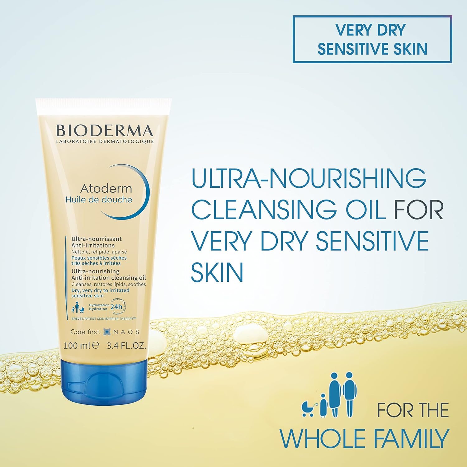 Bioderma Atoderm Shower Oil, Cleansing Oil For Face & Body, Nourishing Cleansing Oil