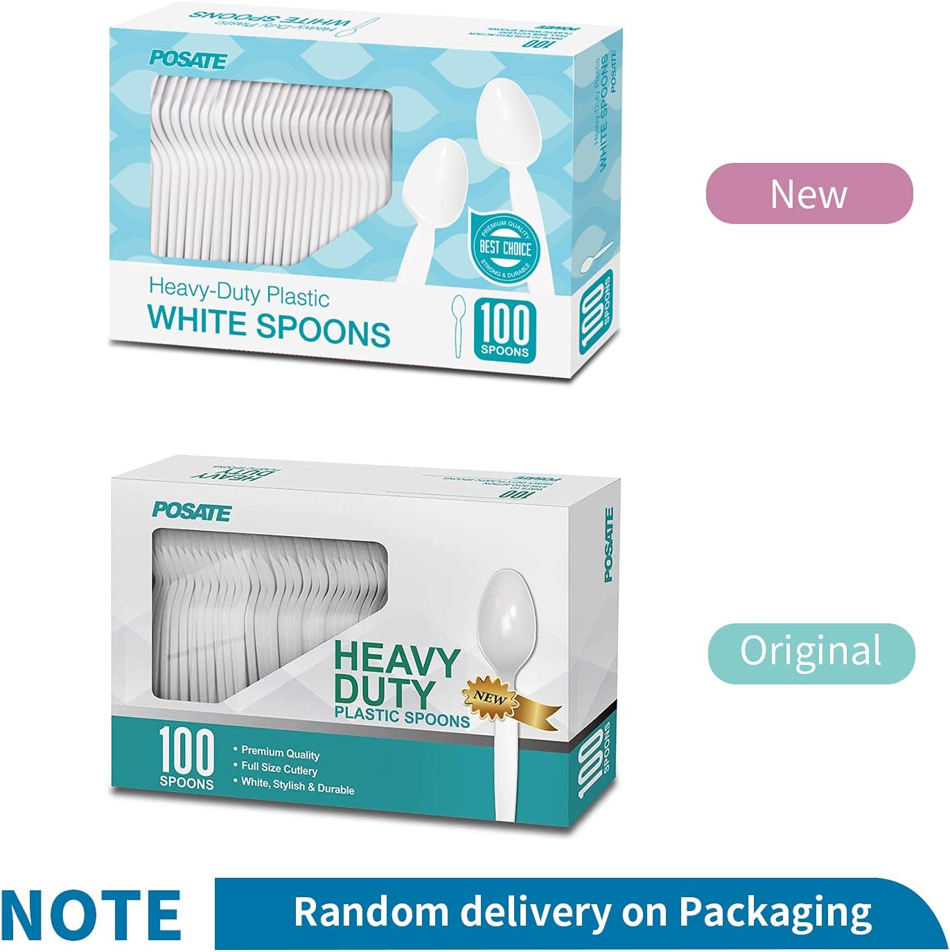 POSATE Heavyweight Plastic Spoons, Clear, 100 Count