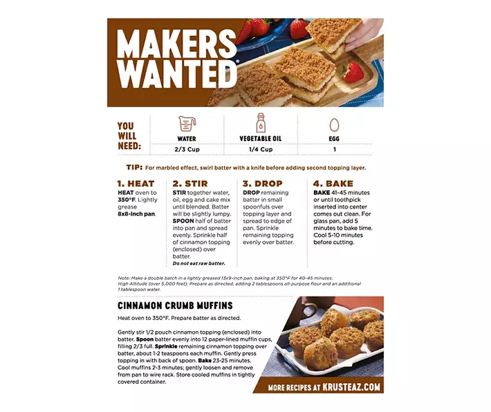 Krusteaz Cinnamon Crumb Cake & Muffin Mix, 21 Oz