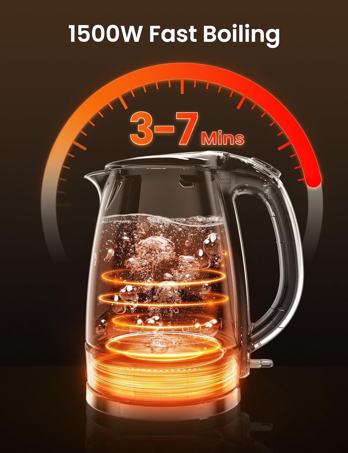 COMFEE' Stainless Steel Electric Kettle, 1.7 Liter Tea Kettle Electric & Hot Water Kettle, 1500W Fast Boil with LED Light, Auto Shut-Off and Boil-Dry Protection