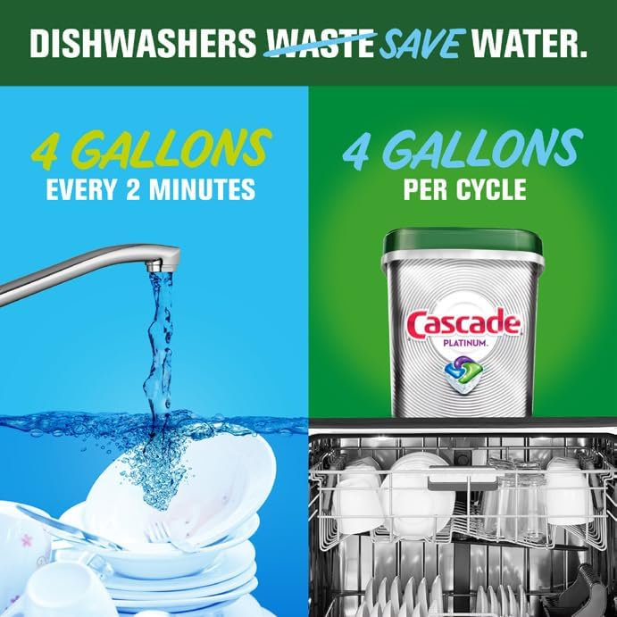 Cascade Platinum Dishwasher Pods, Detergent, Soap Pods, Actionpacs with Dishwasher Cleaner and Deodorizer Action, Fresh, 62 Count