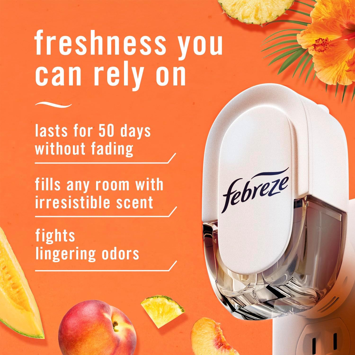 Febreze Plug in Air Fresheners, Hawaiian Aloha, Odor Eliminator for Strong Odors, Scented Oil Refill (3 Count)