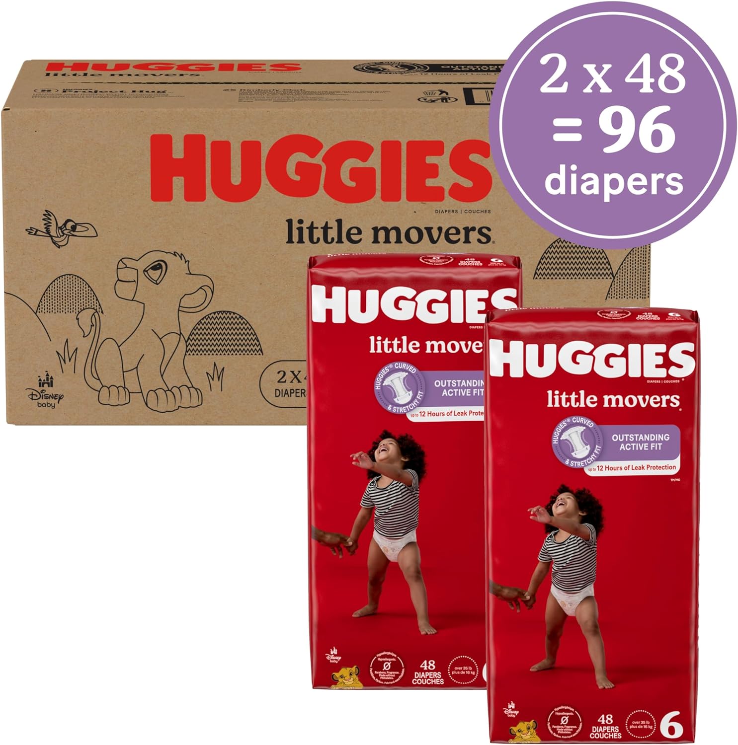 Huggies Size 5 Diapers, Little Movers Baby Diapers, Size 5 (27+ lbs), 120 Count (2 Packs of 60)