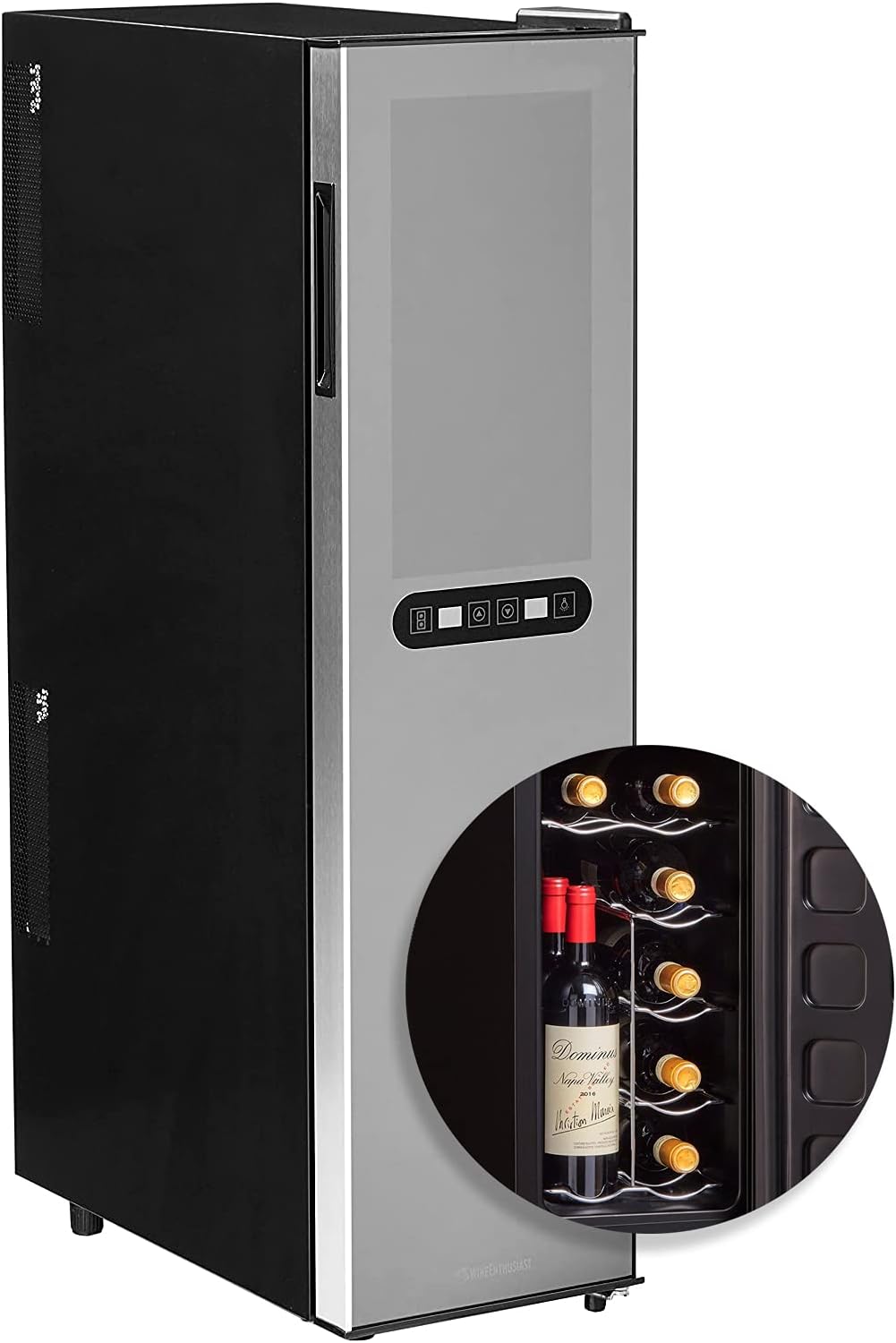 Wine Enthusiast 32-Bottle Dual Zone MAX Compressor Wine Cooler - Freestanding Refrigerator with Split Storage & Temperature, Digital Touchscreen, & LED Display