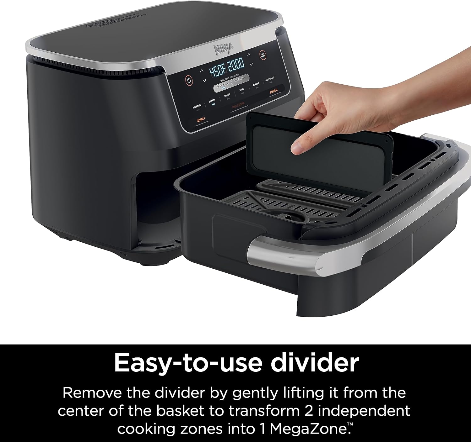 Ninja Air Fryer, Thermometer, Roast, Bake, Air Fry, Crisps, Broil, Reheats, Keep Warm, 10-in-1, Fries, Frozen Food, Veggies, and Meat, Quick Meals, Healthy Meals, Less Oil, 10 QT, Grey, DZ550​